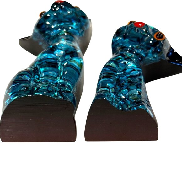 Ariki Paua Shell Cat Figurines Pair MCM Cool Cats Made In New Zealand Groovy Mod - Picture 4 of 9